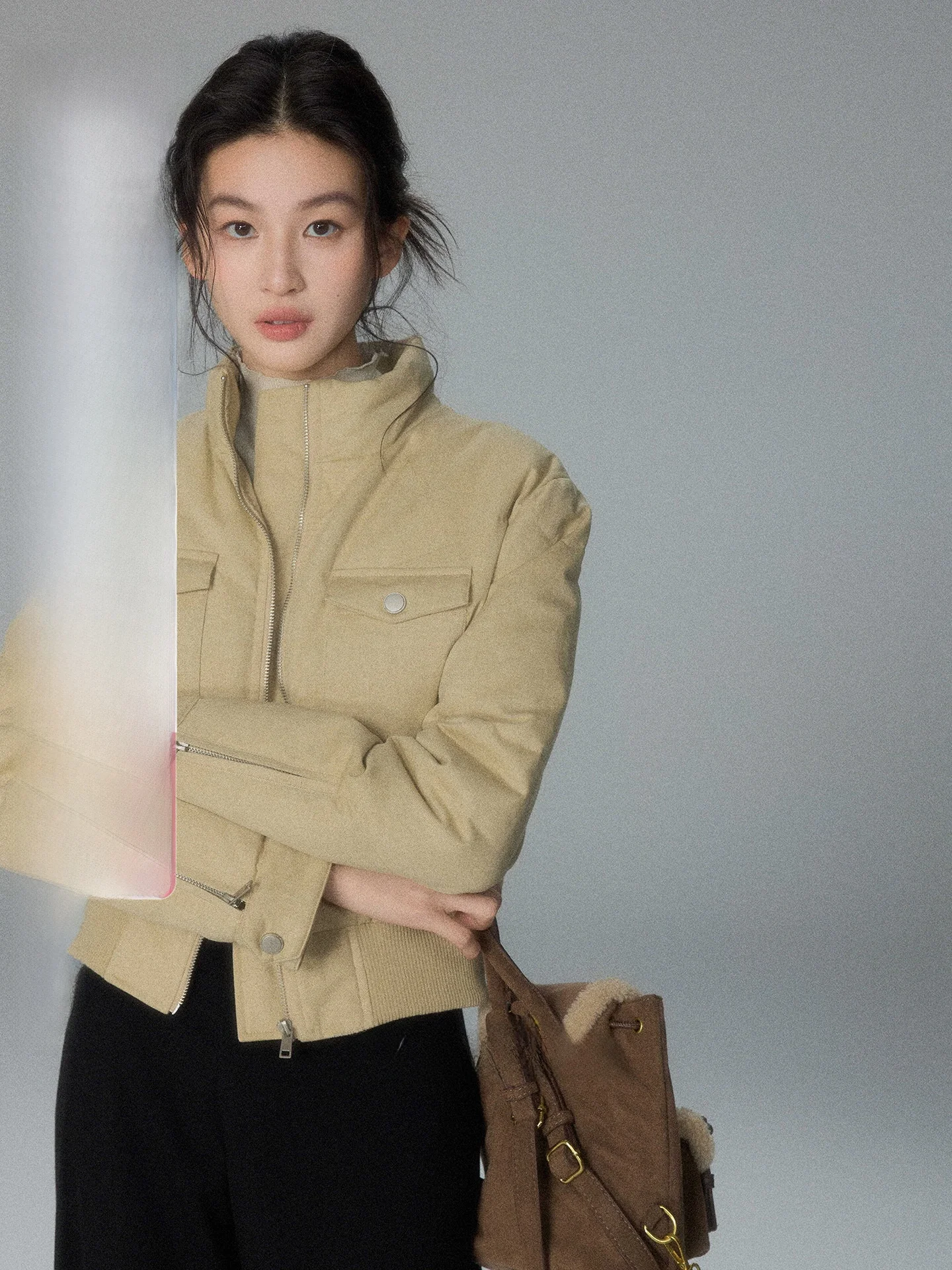 

Erya Design White Du down Jaet Women's Thiened ort Coat Stand Collar Waist Cinched Winter Outerwear Commute Sle