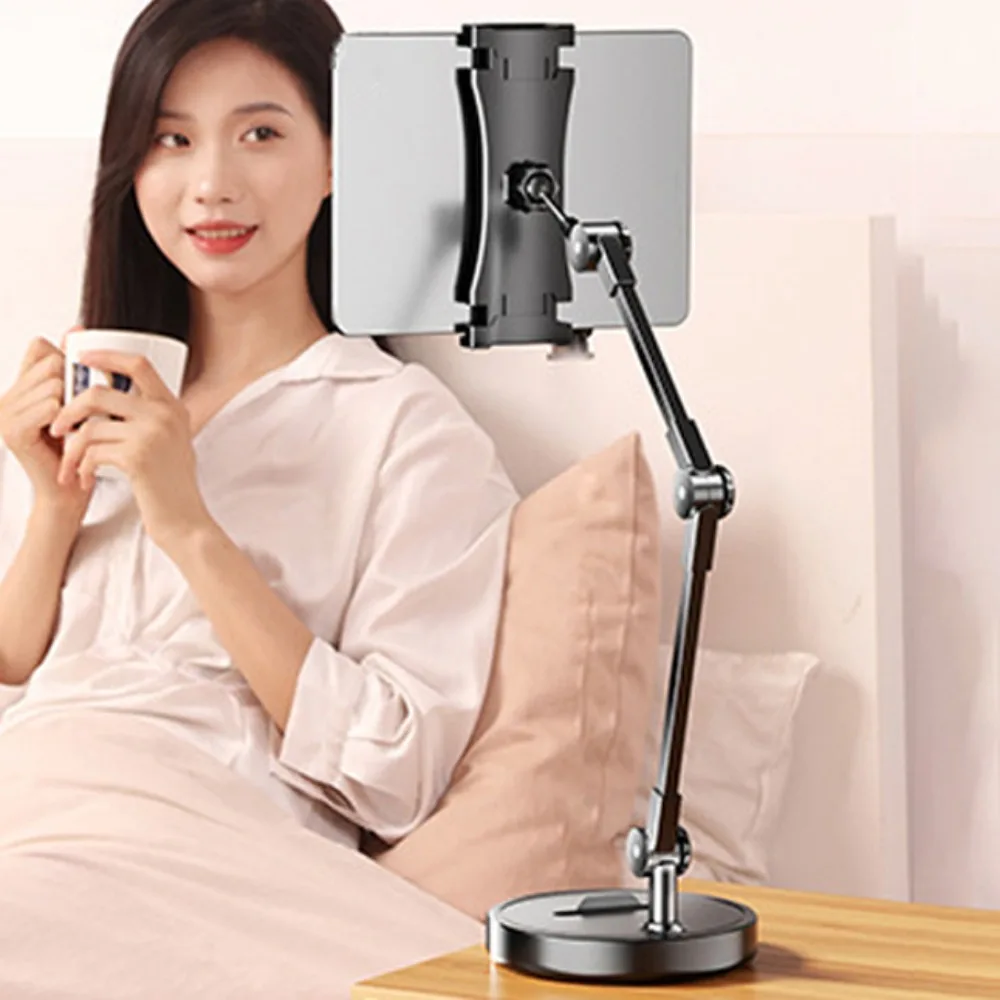 Adjustable Height Telescopic Phone Stand 360° Rotate Stable Base Tablet Stand Universal Metal Desktop Phone Holder