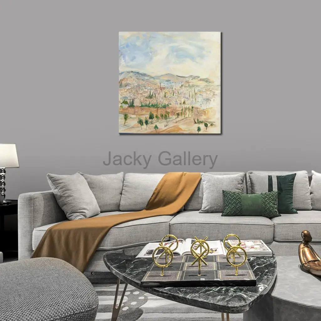 Modern Colorful Old Jerusalem Oil Painting Hand Painted Jewish Landscape Canvas Art For Judaica Living Room HomeDecor