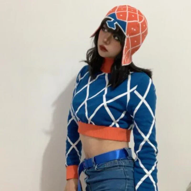 JoJo's Bizarre Adventure Guido Mista Anime Cosplay Costume Highneck Sweater Top Pants Adult Unisex Cap Hat