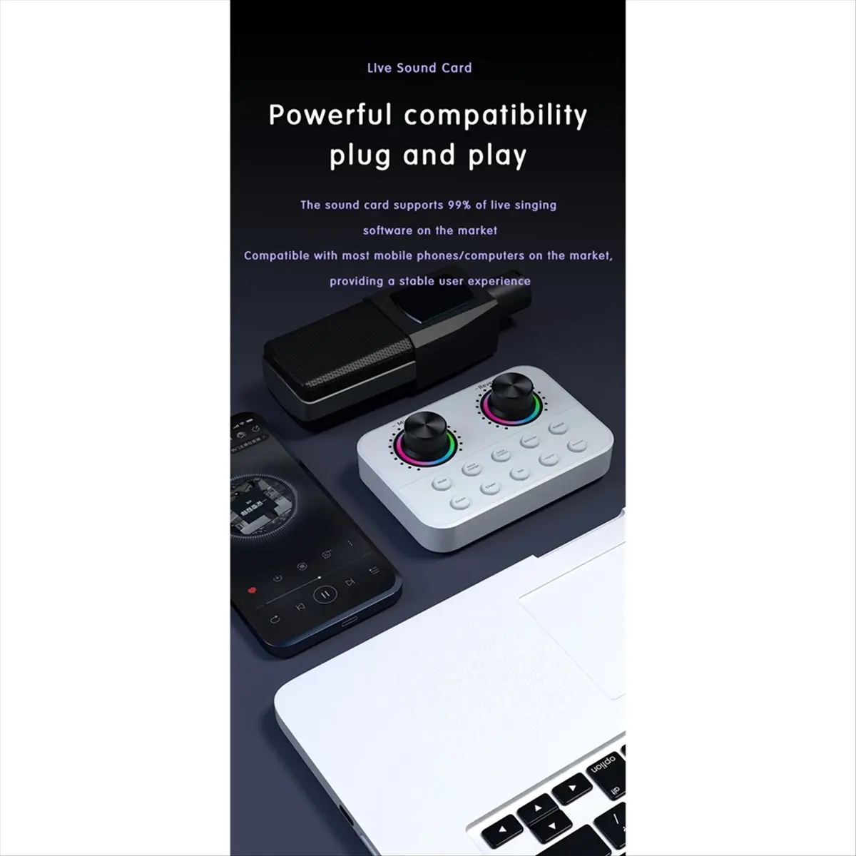 

[VALUE PACK]Professional Live Sound Card Podcast Equipment Sound Audio Studio Recording Live Broadcast DJ Device for Music Live