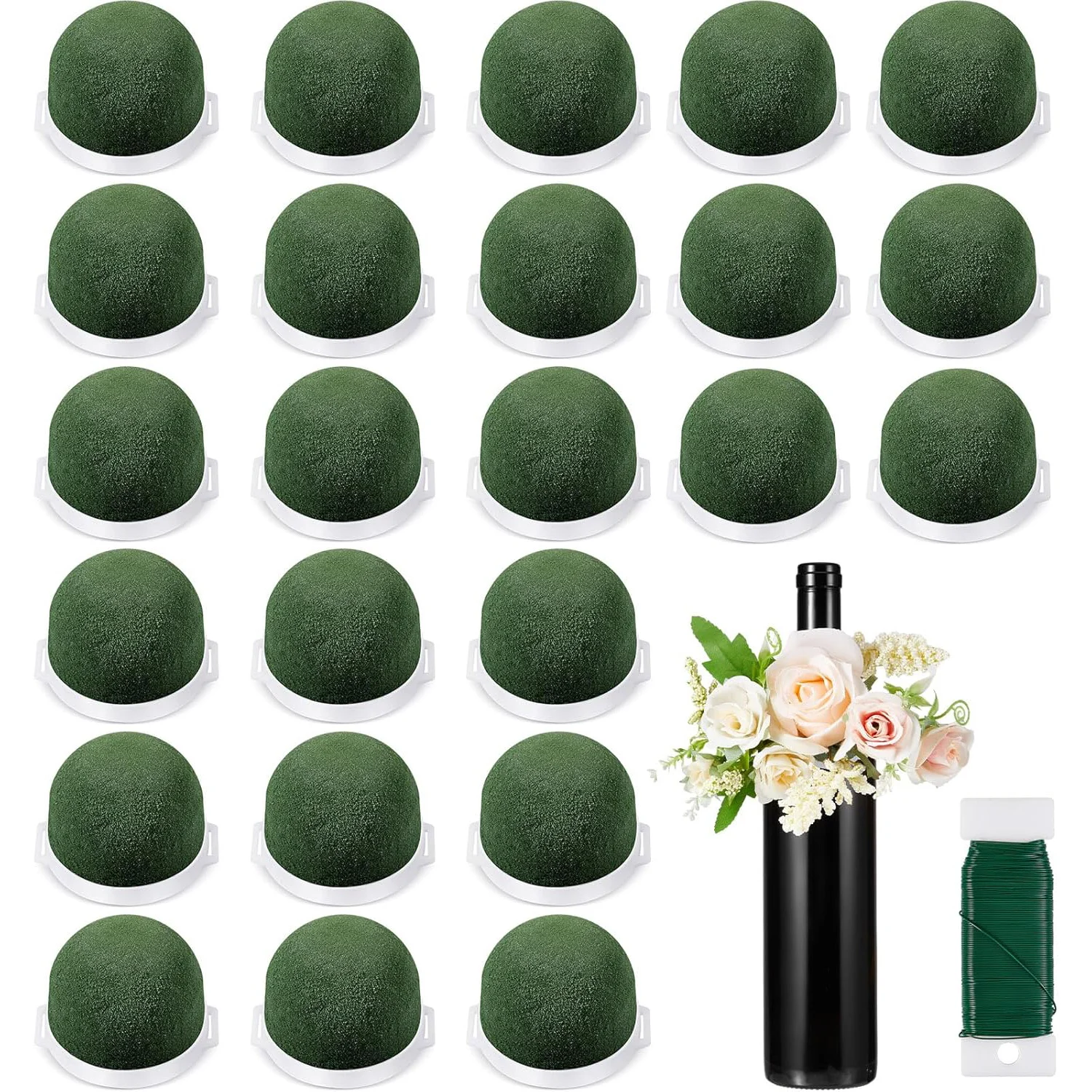 

3 Pcs Mini Floral Foam Holder Flower Foam for Fresh Flowers Green Floral Foam for Table Wedding Wine Bottle Decor