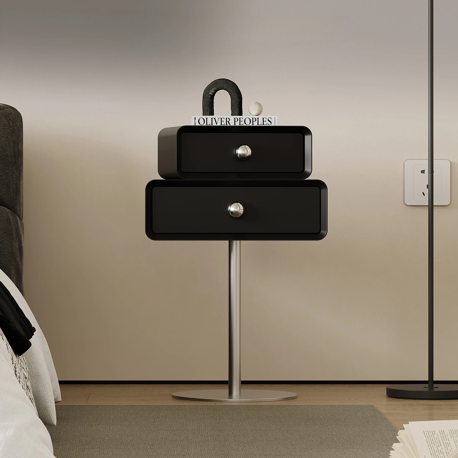 Rotating Italian minimalist sofa, several bedrooms next to the locker for storage