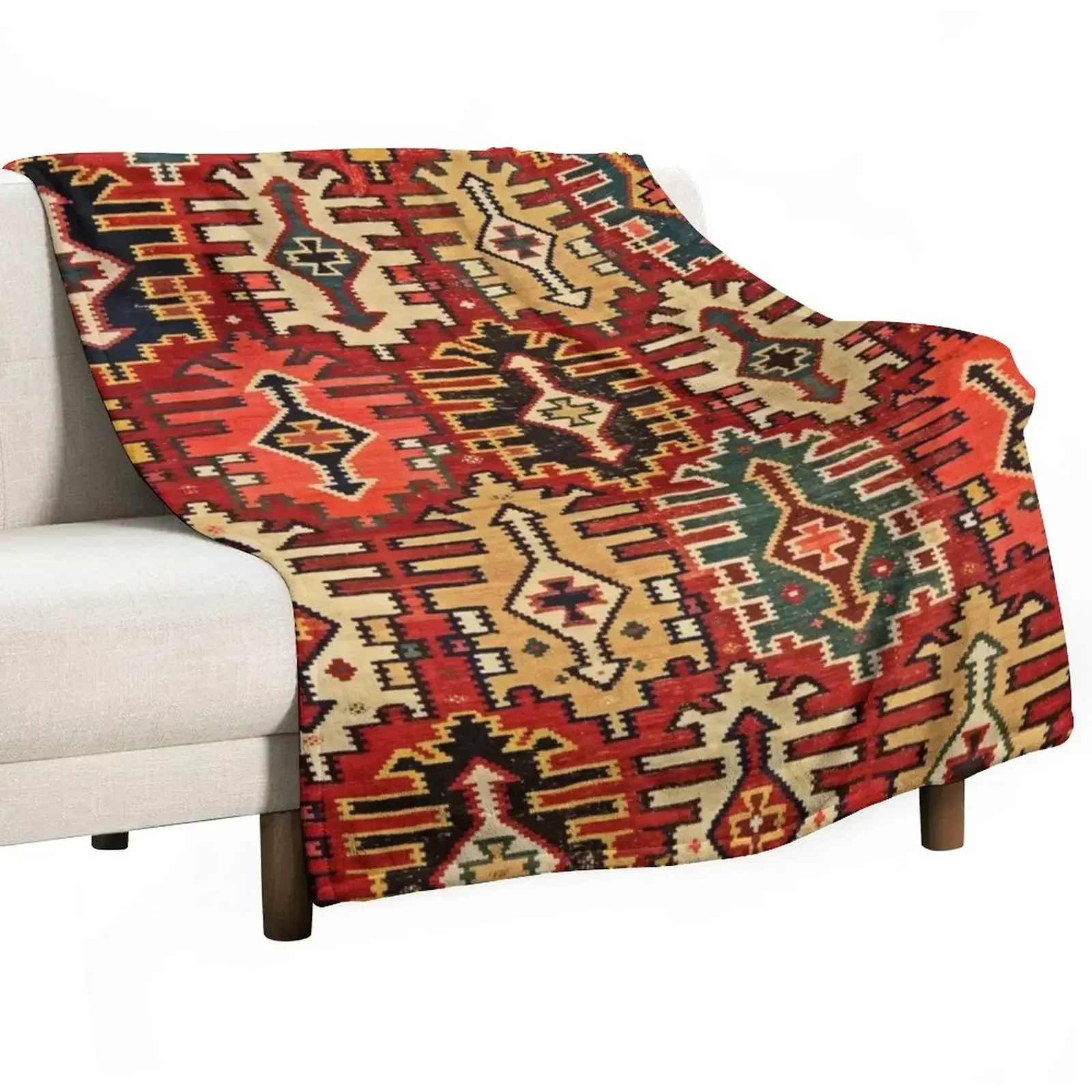 

Antique Turkish Kilim Tribal Rug Print Throw Blanket Beach Luxury Throw Cute Plaid Blankets