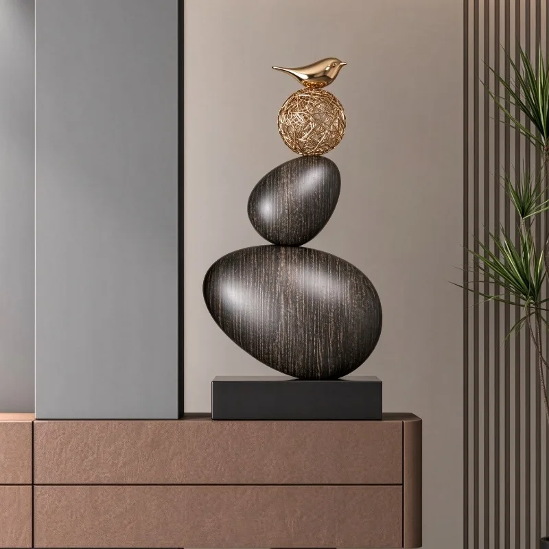 Resin Sculptures Imitation Stone Creative Art Ornament Luxury Good Luck Aesthetic Living Room Figurines Modern Nordic Home Decor