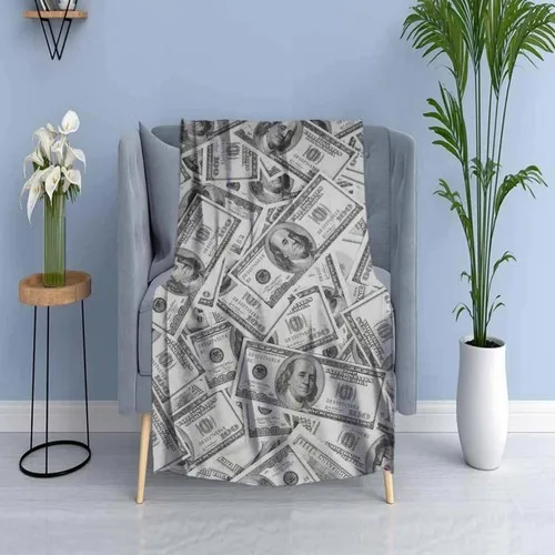 Else Carpet Else Gray Black Dollar Coins Wellsoft Patterned 3D Tv Blankets