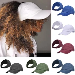 Solid Color High Ponytail Baseball Cap for Women Spring/ Summer Sunhat Running Snapback Hat Messy High Bun Ponytail Caps Female