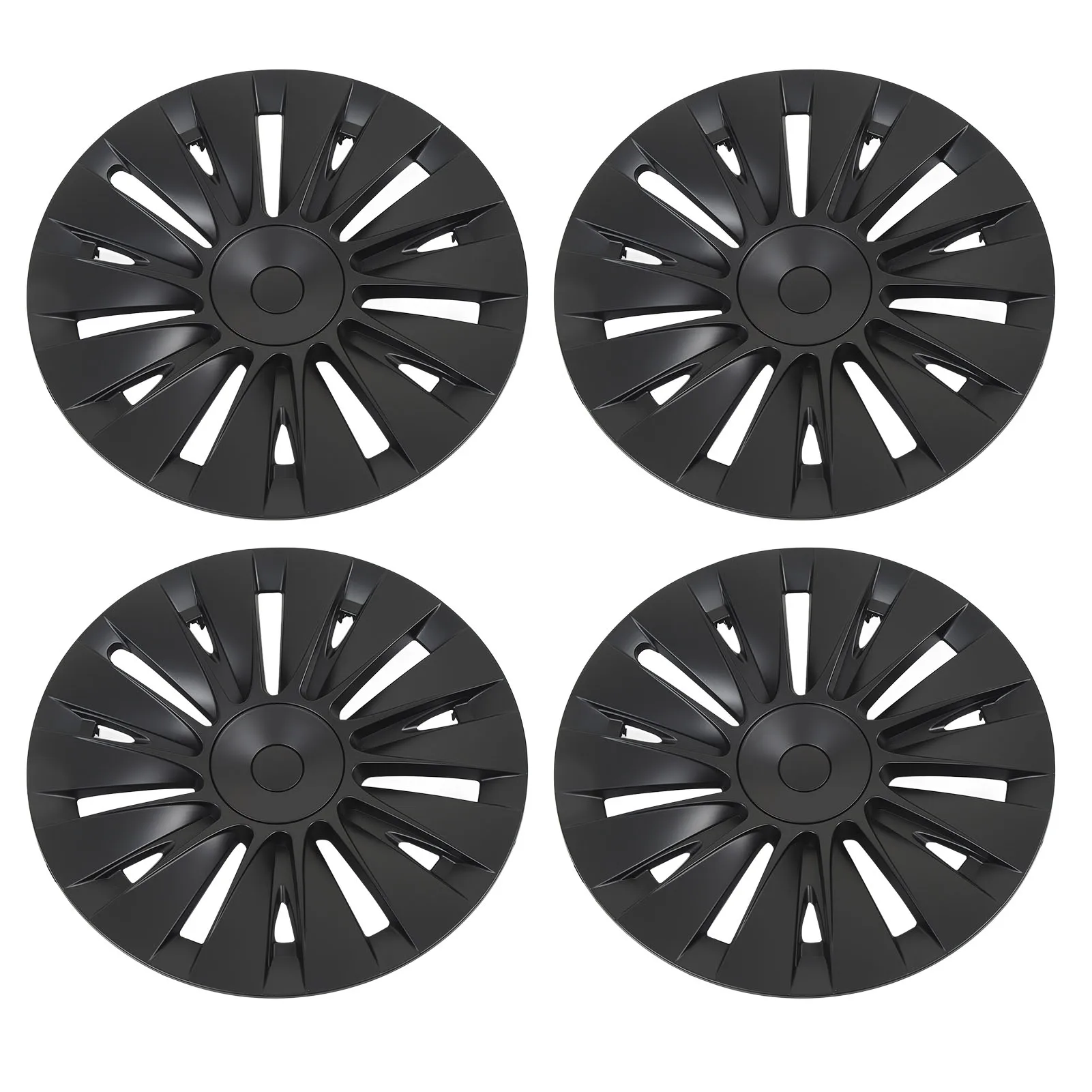 4PCS 19in Wheel Hub Cap Matte Black Sporty Wheel Rim Cover Replacement For Model Y 2020 to 2023