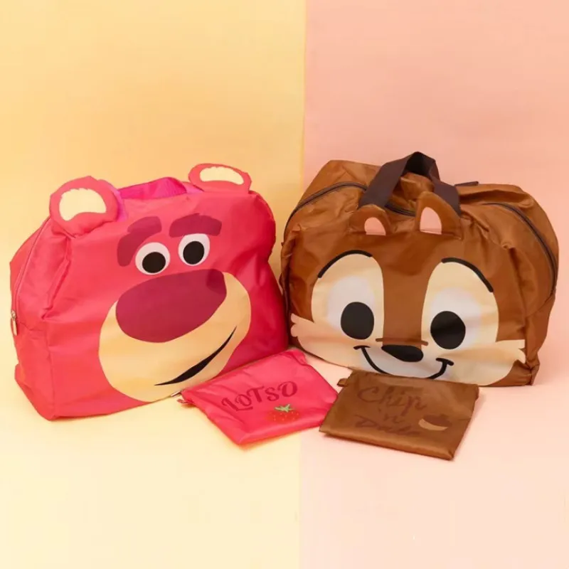 Japan Cute Surrounding Winnie The Pooh Stitch Folding Handbag Travel Tie Rod Shopping Bag Cartoon Lightweight Storage Bag