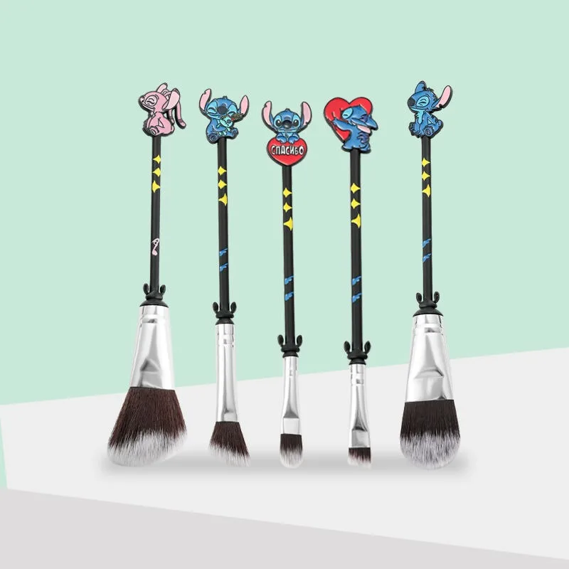 Disney Stitch Cute Personality Creative Cartoon Pattern Peripheral New Simple Fashion Beginner Makeup Brush Set Holiday Gift