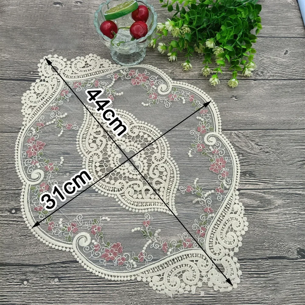 1PC Dinning Table Cover Embroidered Table Cloth Elegant Round Lace Tablecloth Coffee Coasters Napkin Party Wedding Decoration