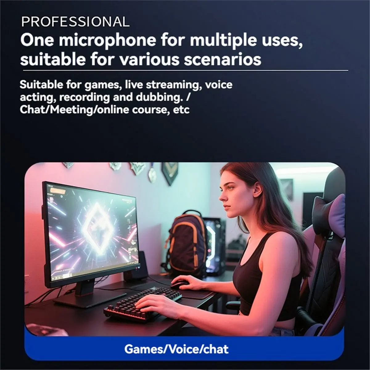 AA86 USB Microphone for Recording and Streaming on PC RGB Gaming Microphone with Touch-Mute Button Noise Cancellation