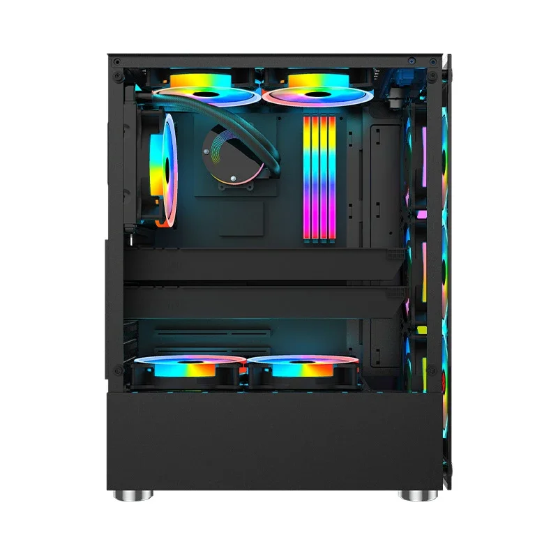 Lovingcool Black ATX Micro-ATX ITX  Tempered Glass RGB Fan Case USB3.0 Mid Tower Gaming PC Computer Chassis Case for Desktop