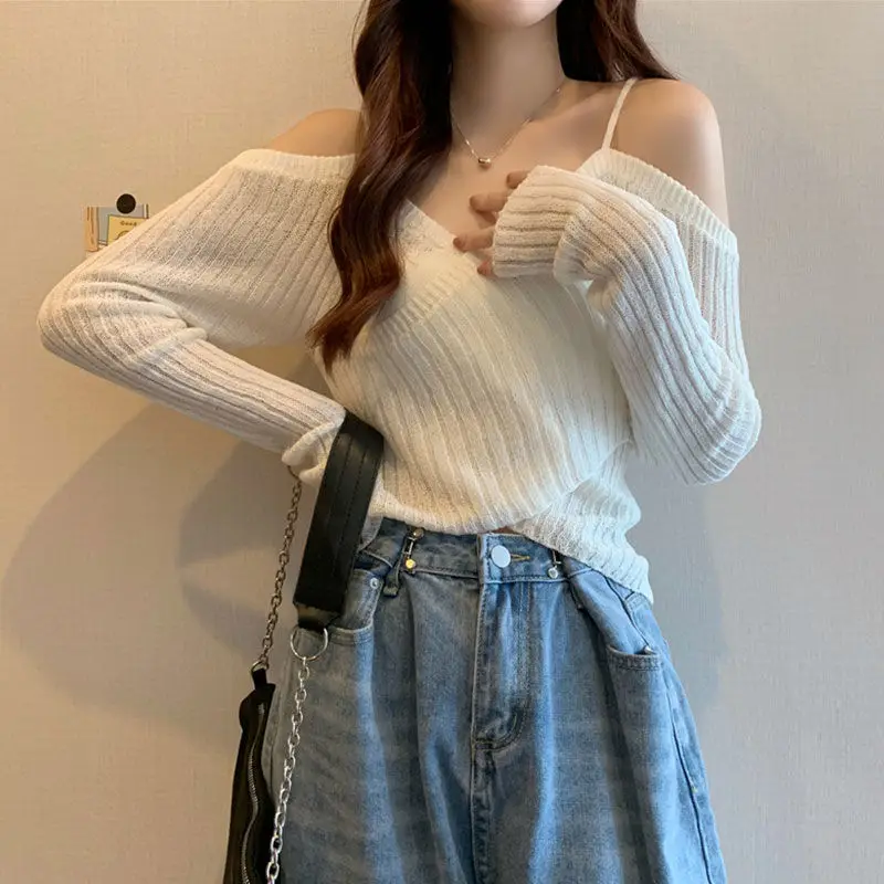 Chili Girl Style Women Knitted Camisole Vest Cross Design Fake Two Pieces Loose Fitting Top Youth Elegant High Quality Knitwear