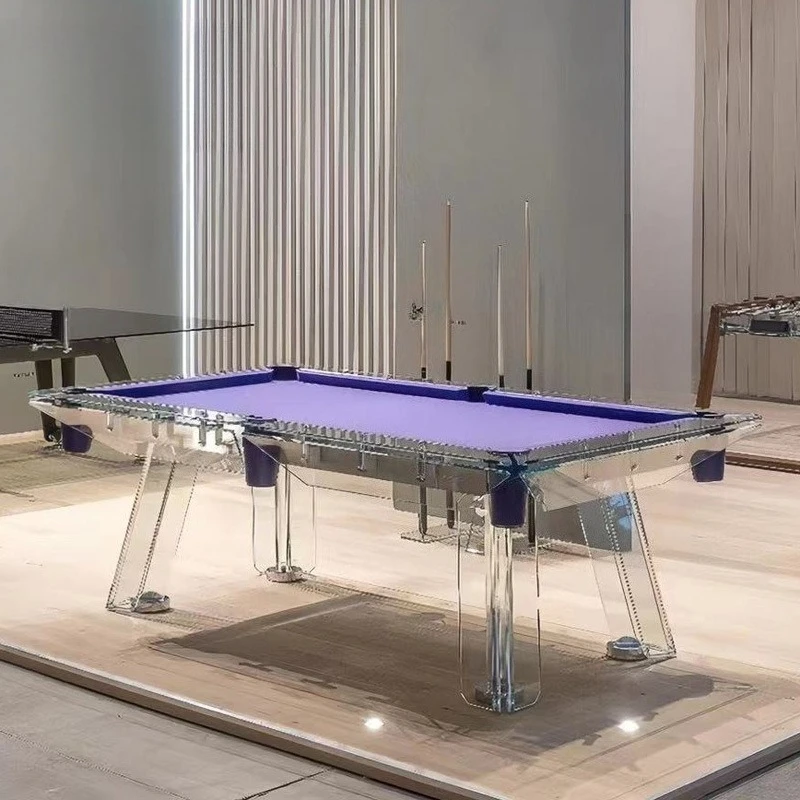 Crystal transparent glass pool table tempered acrylic American black eight pool table