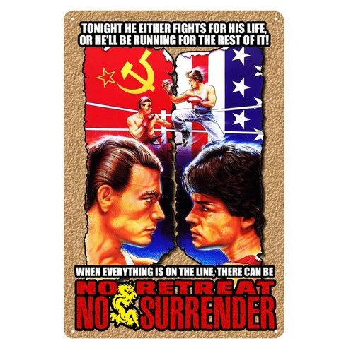 Y1,No Retreat Surrender Van Damme Movie Metal Poster Tin Sign 20x30cm  -aluminum