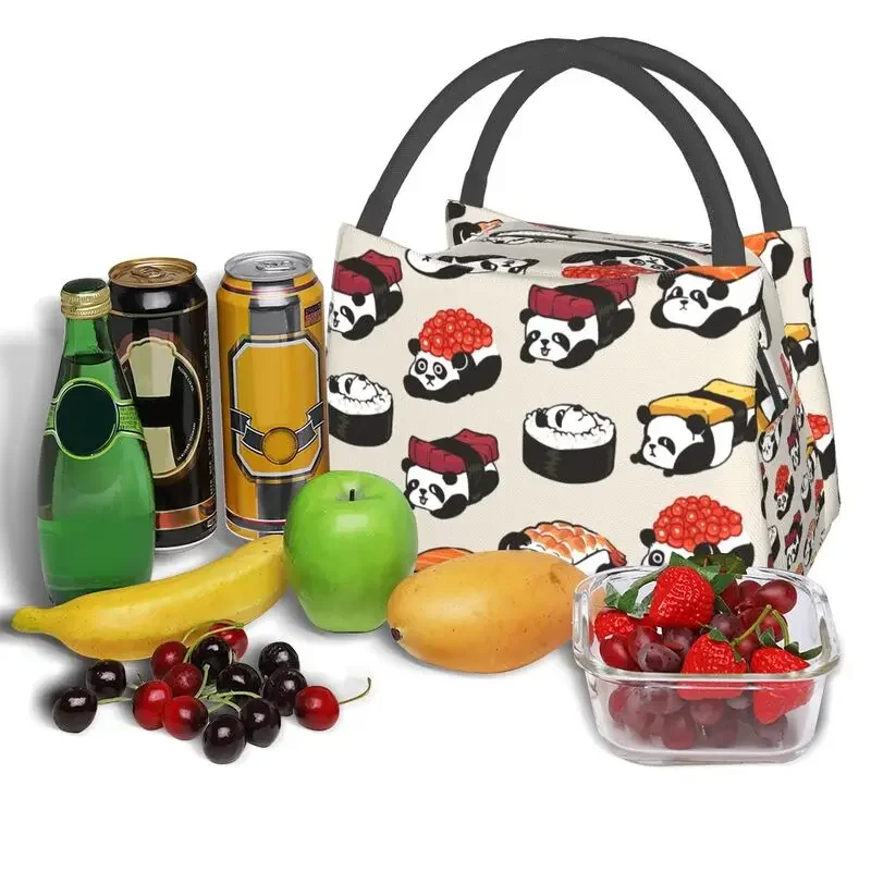 Custom Kawaii Sushi Panda Portable Lunch Boxes Anime Cartoon Japanese Food Cooler Thermal Food Insulated Lunch Bag Office Work