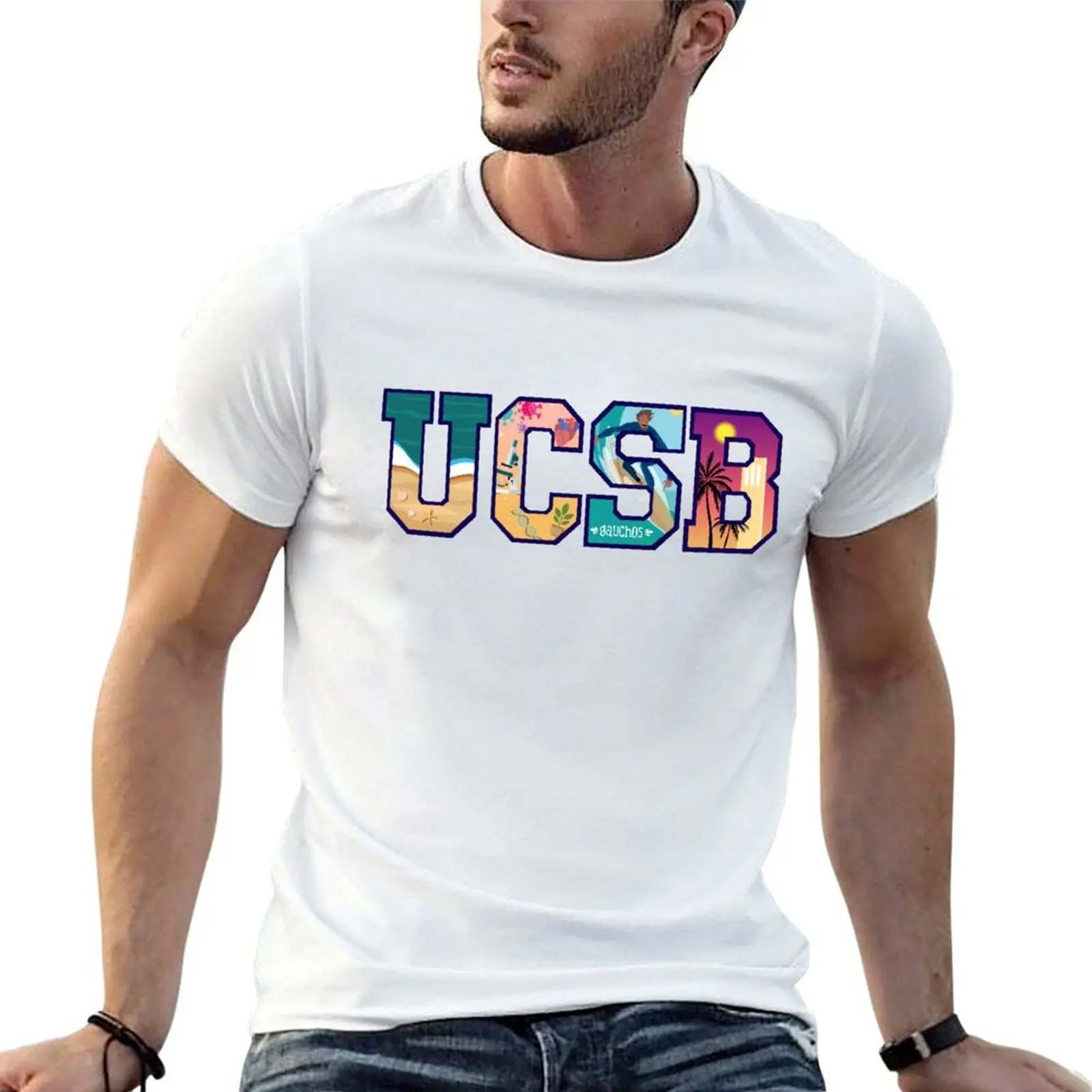 

UCSB Sticker T-Shirt t shirts cotton 100% man t shirt cotton t shirts designer T-Shirt
