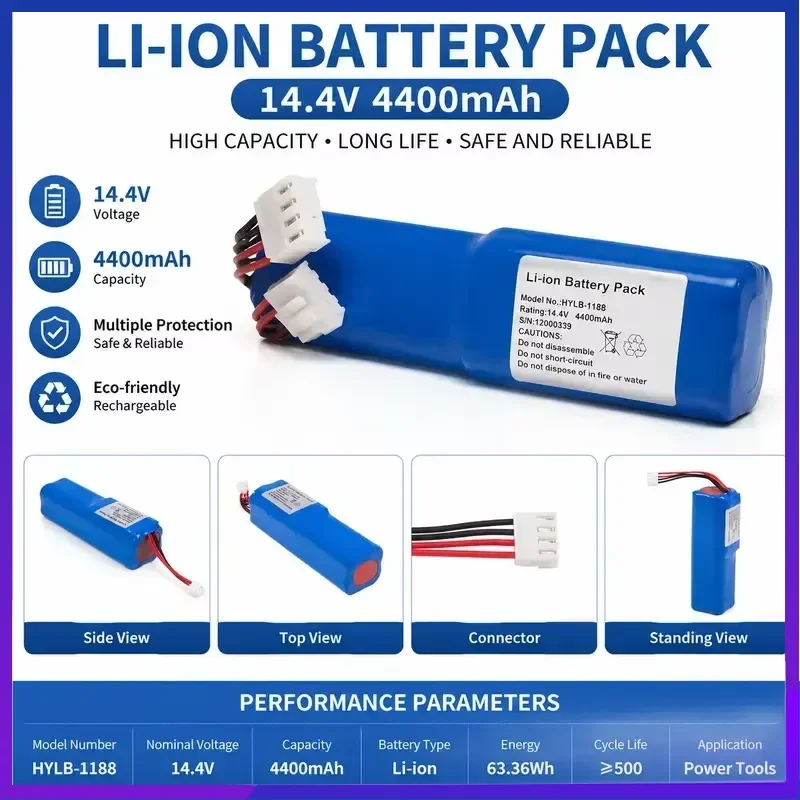 14.4V 4400mAh Replacement Battery for EDANINS HYHB-1188 ECG-12A ECG-12B Electrocardiograph Monitor Power Supply