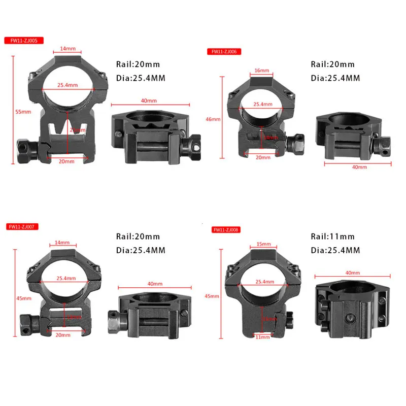 2PCS 25.4mm/30mm Rifle Scope Ring Medium Profile Scope Mount 11mm/20mm Picatinny Dovetail Scope Rail Mount Hunting Caza