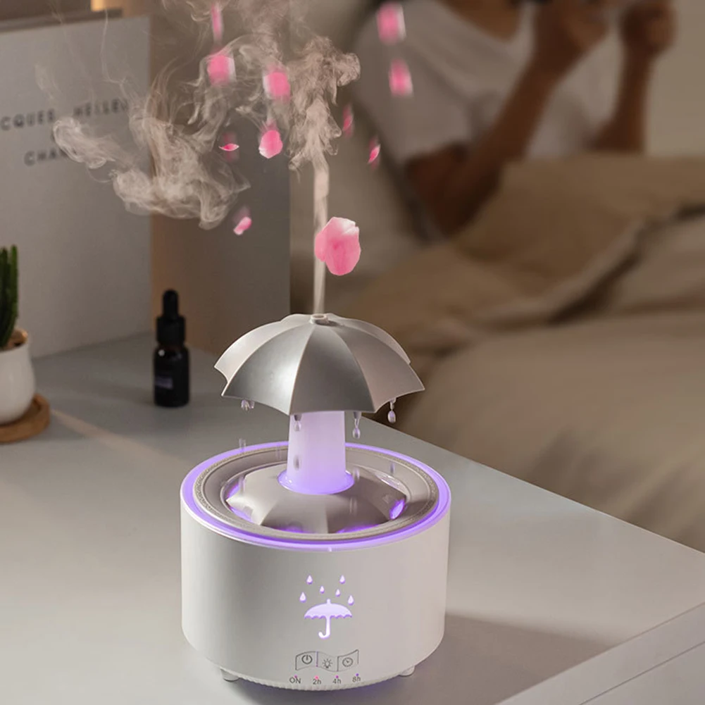 Cloud Rain Humidifier Raindrop Aromatherapy Essential Oil Diffuser Night Light Fountain Water Drop Sound 7 Colors LED Diffuser