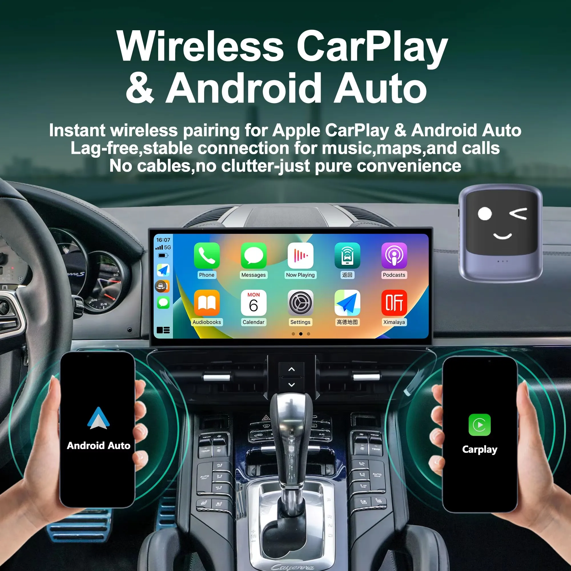 Nano AI BOX Android 13 inalámbrico Carplay Android Auto adaptador QCM6225 8 + 128G Control de voz para Netflix Play store Benz Audi Toyota