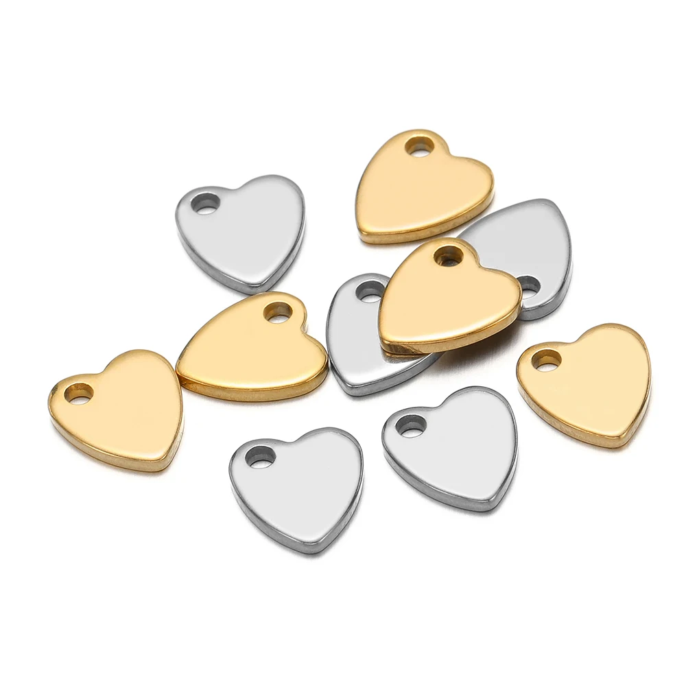 20 pièces en acier inoxydable petit coeur plat pendentif breloques pour la fabrication de bijoux à bricoler soi-même collier ornements Bracelet fin queue charme résultats