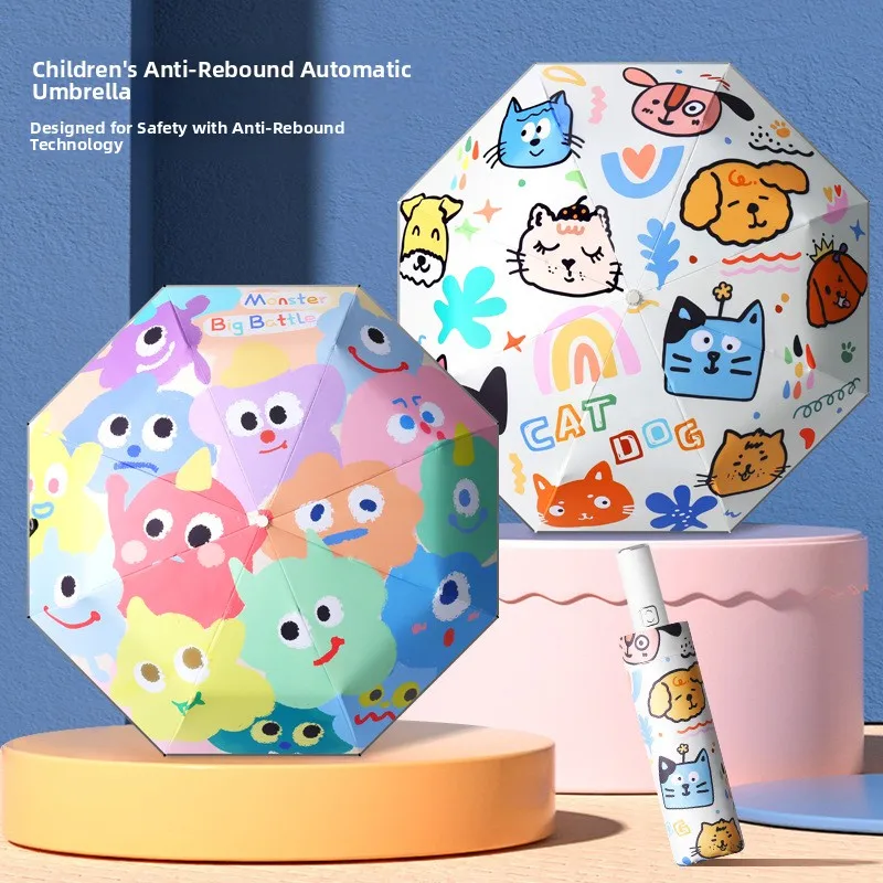 Ultra-Light Children's Umbrella Sunshade Rainproof Rebound Prevention Cute Foldable Umbrella for Boys And Girls Student Use