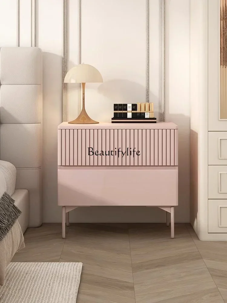 4Wabi-Sabi Style Versatile Bedside Table Leg Support Large Size with Lock Storage Cabinet Graylx