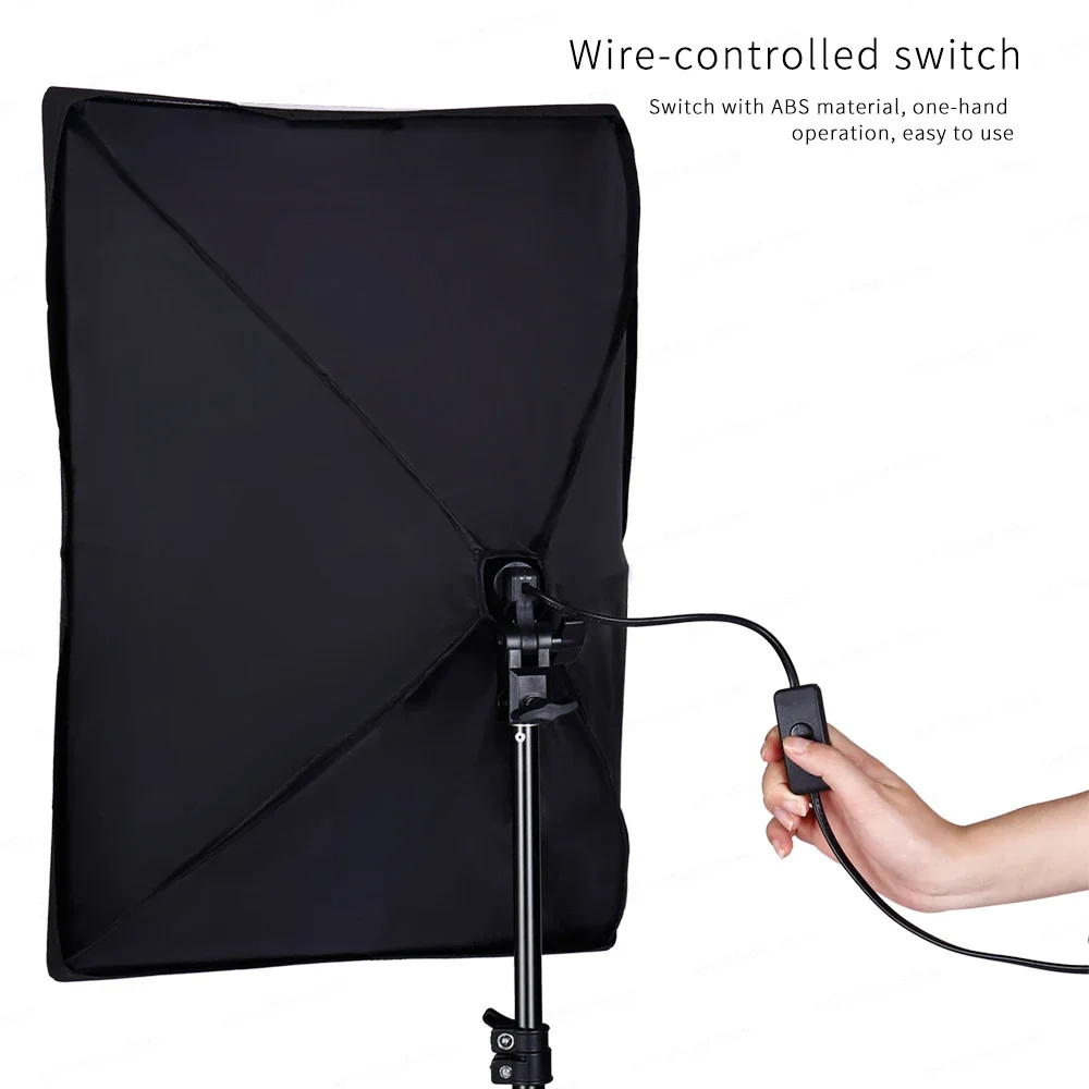 การถ่ายภาพ 50x70 ซม.Softbox Lighting Kits Professional Light ระบบ E27 หลอดไฟถ่ายภาพอุปกรณ์สตูดิโอถ่ายภาพ