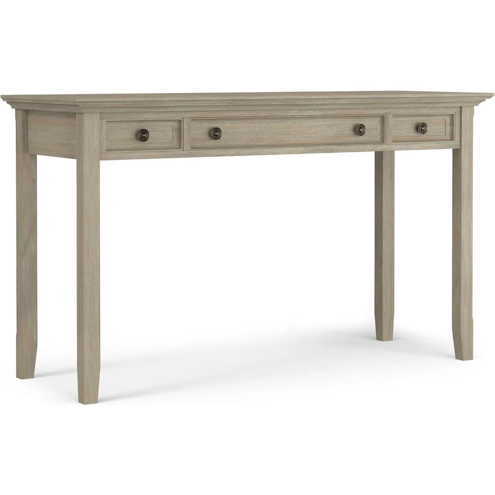 SOLID WOOD Transitional 54 Inch Wide Desk in Distressed Grey, For the Office Desk, Writing Table, Workstation and Study Table