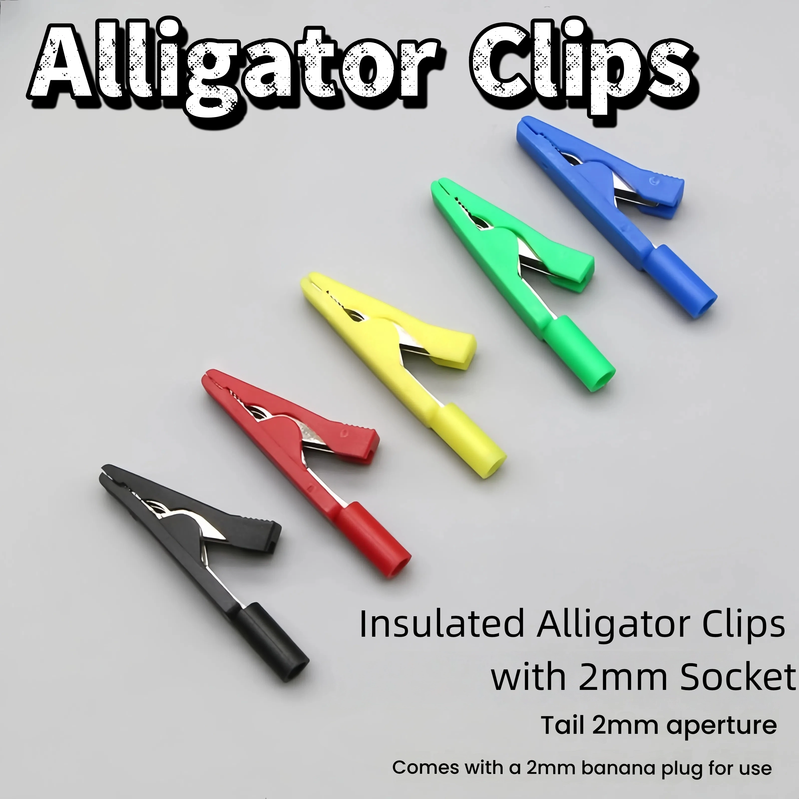 

Insulated Alligator Clips with 2mm Socket and Banana Female Adapter for Meter Test Accessories