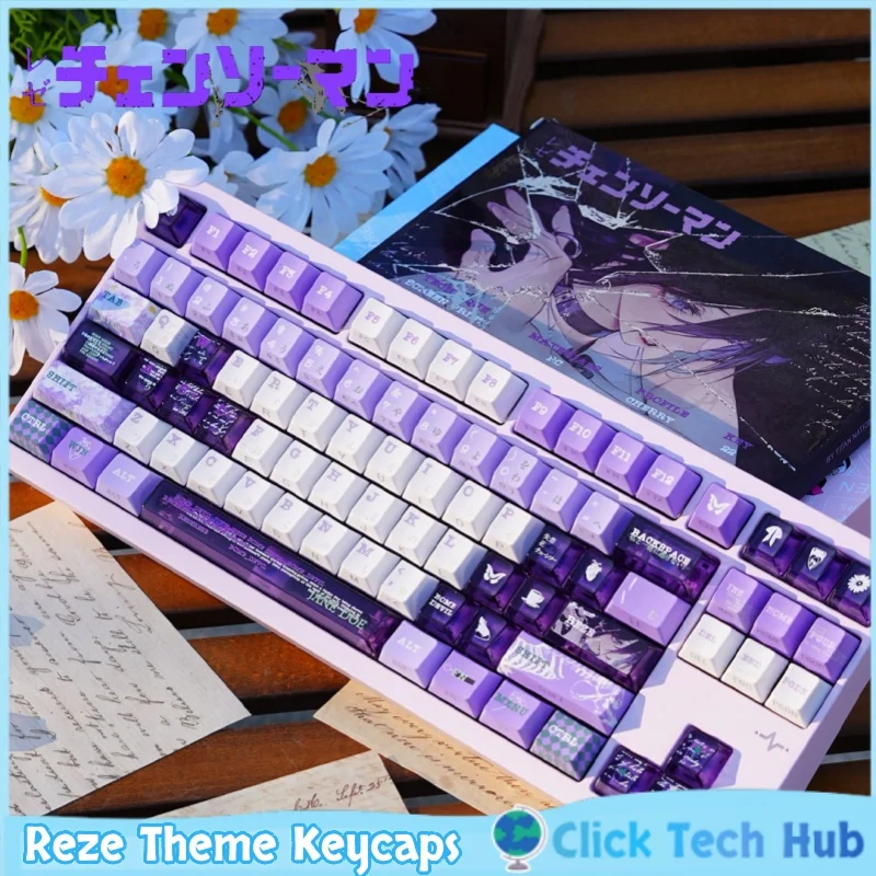 Reze Theme Keycaps Chainsaw Man Anime Theme Keycaps Nuclear Powered Cherry High Side Transparency Mechanical Keyboard Keycaps