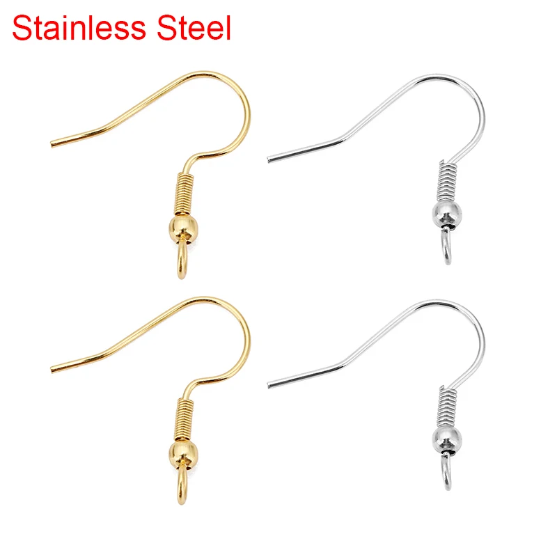 50pcs Hypoallergenic Stainless Steel Earrings Hooks Clasp Bulk Anti Allergy Earring Making Wire For Jewelry Supplies Findings