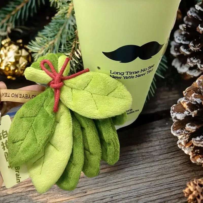 

1Pcs Pomelo Leaf Plush Amulet for Negativity Removal; Home Bedroom Embellishment, Car Keyring Birthday Souvenir