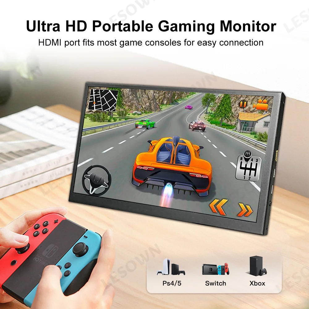 LESOWN 8.9inch USB-C HDTV Touch Portable LCD Display 1920x1200 IPS 16:10 Widescreen External Monitor for Smartphone PC
