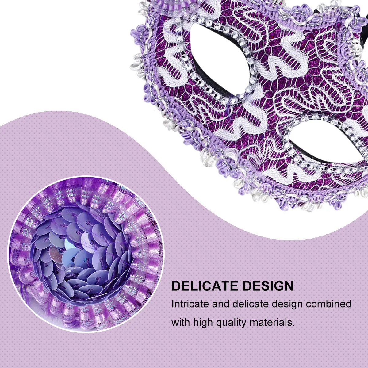 Venetian Half Face Mask Elegant Lace Design Sparkling Masquerade Party Mask for Women Halloween Carnival Festival Costume