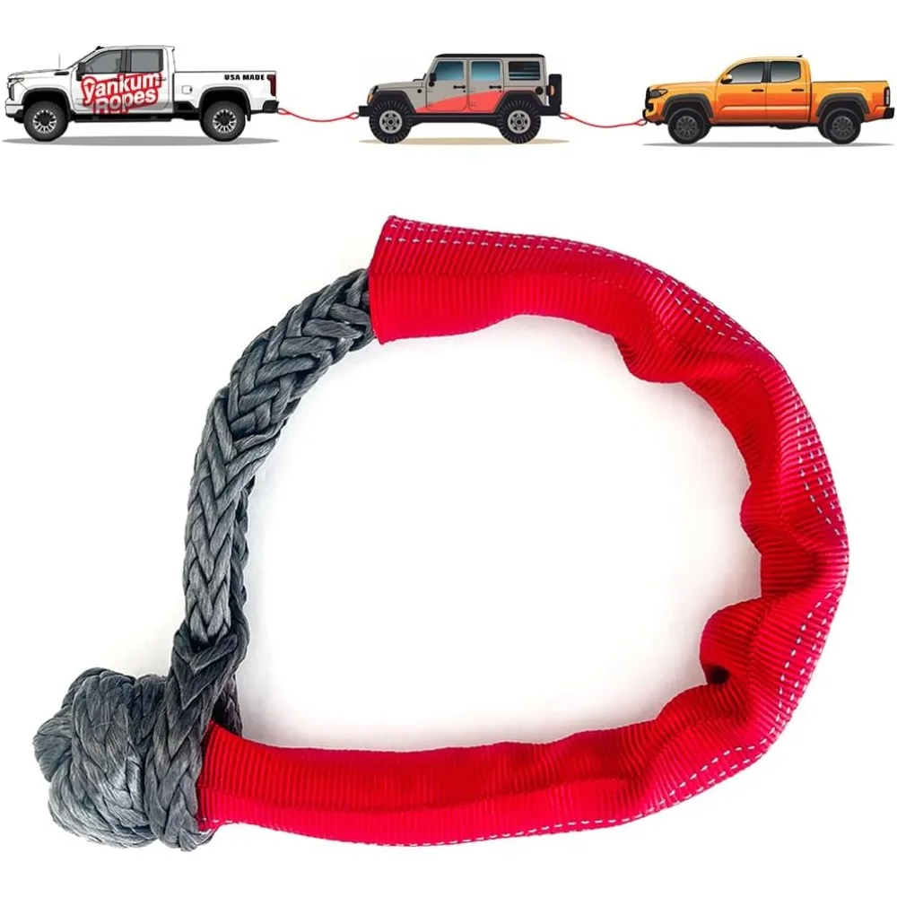 7/16" Soft Shackle w/Chafe Sleeve (Red Chafe Sleeve), Soft Shackles for Recovery kit,Rope Shackle, Soft Shackle Recovery kit