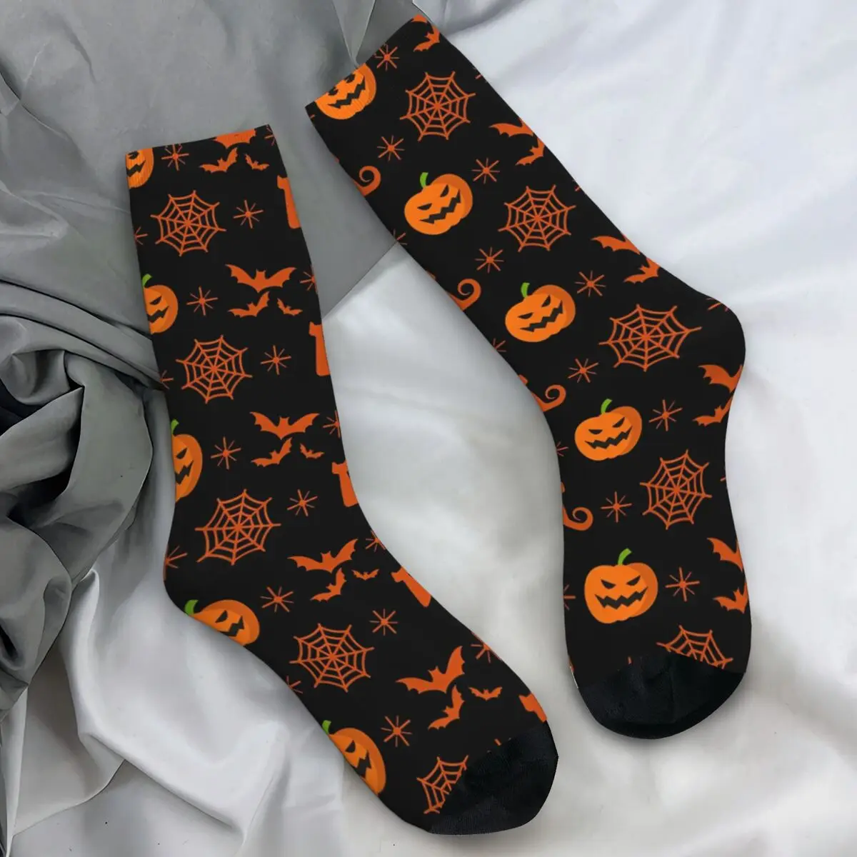 Couple Socks Horror Halloween Pumpkin Bat Trick or Treat Stockings Winter Retro Breathable Socks Design Running Anti Skid Socks