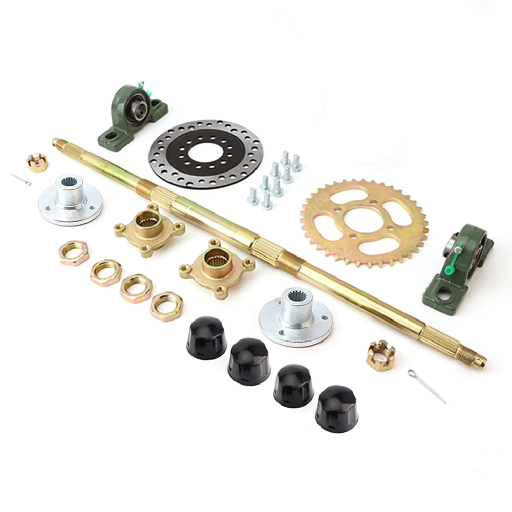 

610mm Rear Axle Assembly with 160mm Disc Brake UCP204 Bearing 428 37T Sprocket for Kids UTV ATV Quad Bike Buggy Tricycle Parts