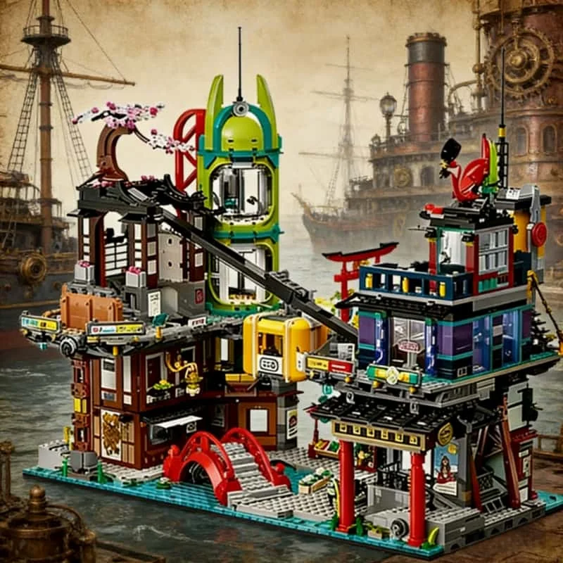 

New 6163 PCS City Market City Garden Building Blocks Compatible Toys Adult Christmas Birthday Gifts