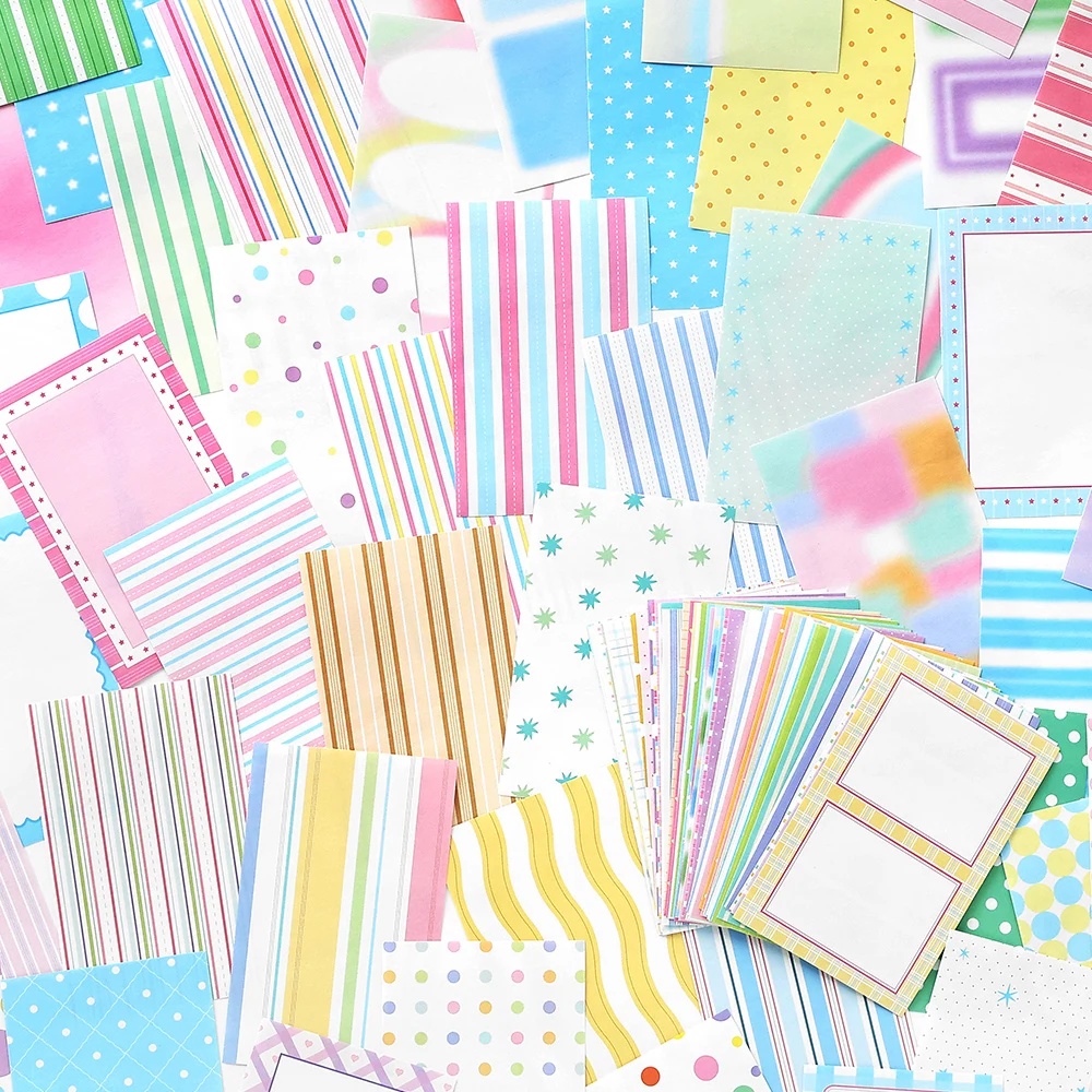 100sheets Ins Simple Color Lines Message Memo Notebook DIY Handmade Scrapbooking Material School Office Supplies