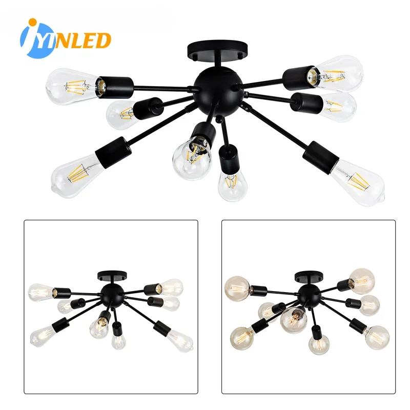 

Modern 8-Head Chandeliers Sputnik Ceiling Light Fixtures Satellite Hanging Lamp Lustre Iron Spider Home Living Dining Room Decor