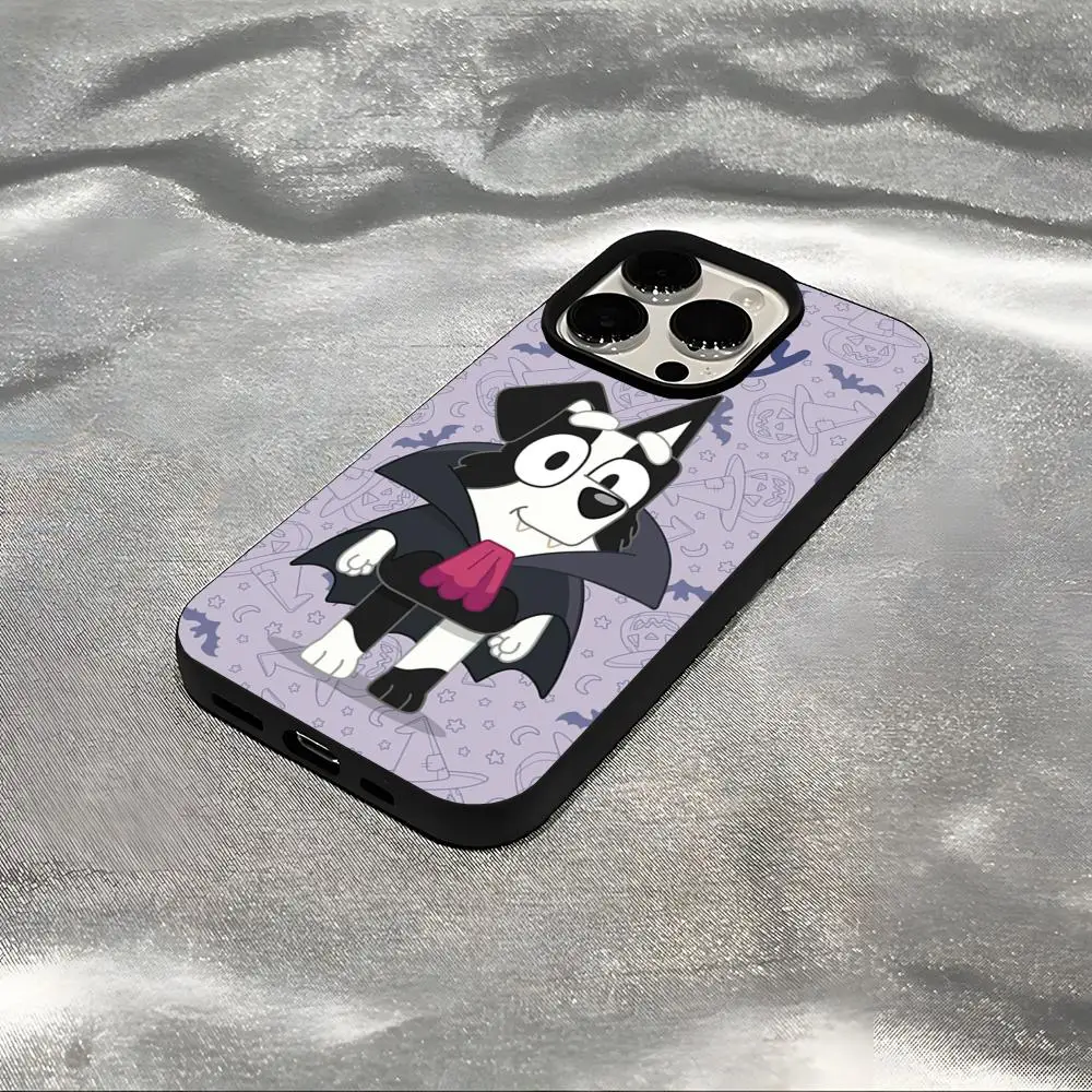 MINISO-B-Bluey Bandit-Chilli جراب هاتف آيفون 16 15 12 11 plus 7 8 max 6 6s mini X XR XS متجمد حفرة كبيرة جراب هاتف