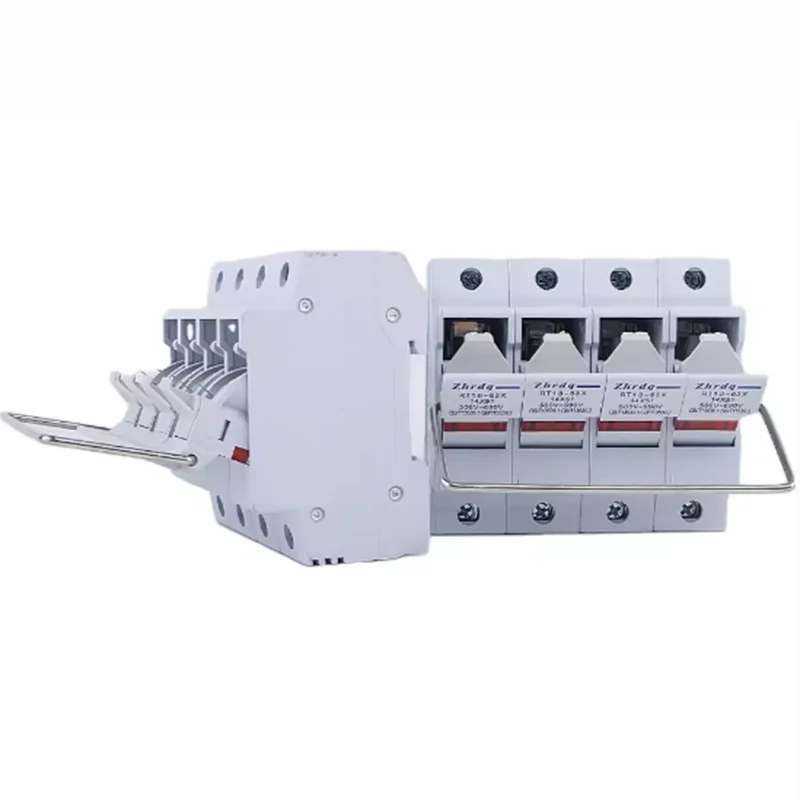 4P RT18 RT18-63X Cylindrical AC 500V-690V 14X51 Fuse Holder with Indicator Light CE Certified Fuse Box for Electrical Safety