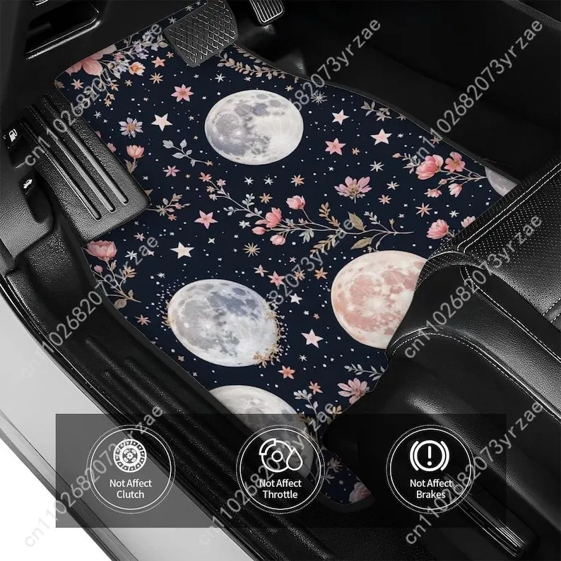 

Moon Wildflower 4pcs Universal Car Floor Mats All-Season Fashionable Auto Interio Absorbent Non-Slip Washable Car Floor Mats