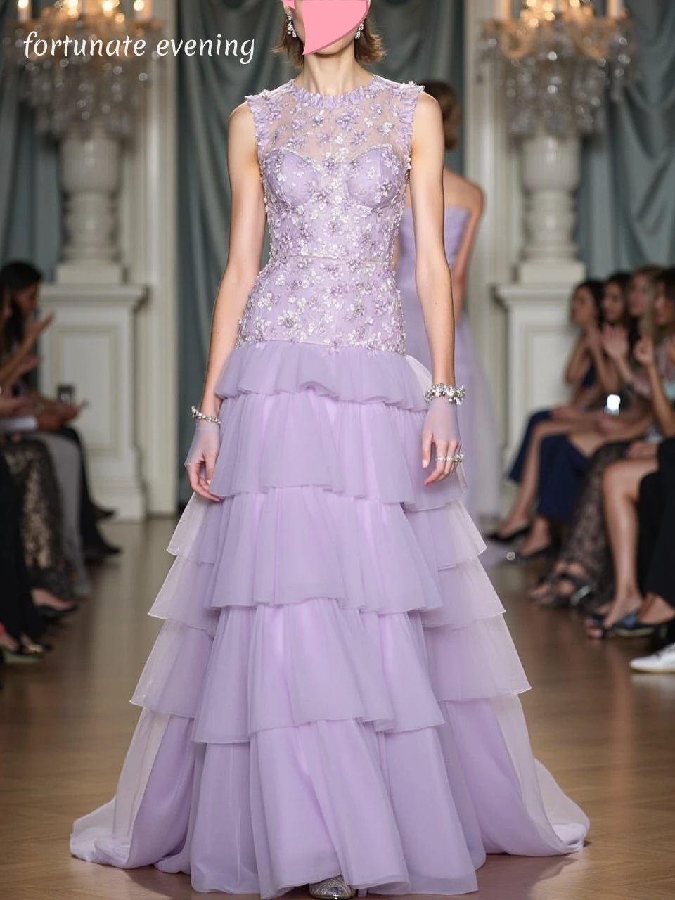 

Fortunate Evening Elegant Vintage Sweet Lilac Lace Princess A-Line New Customized Formal Occasion Prom Dress Evening Party Gowns