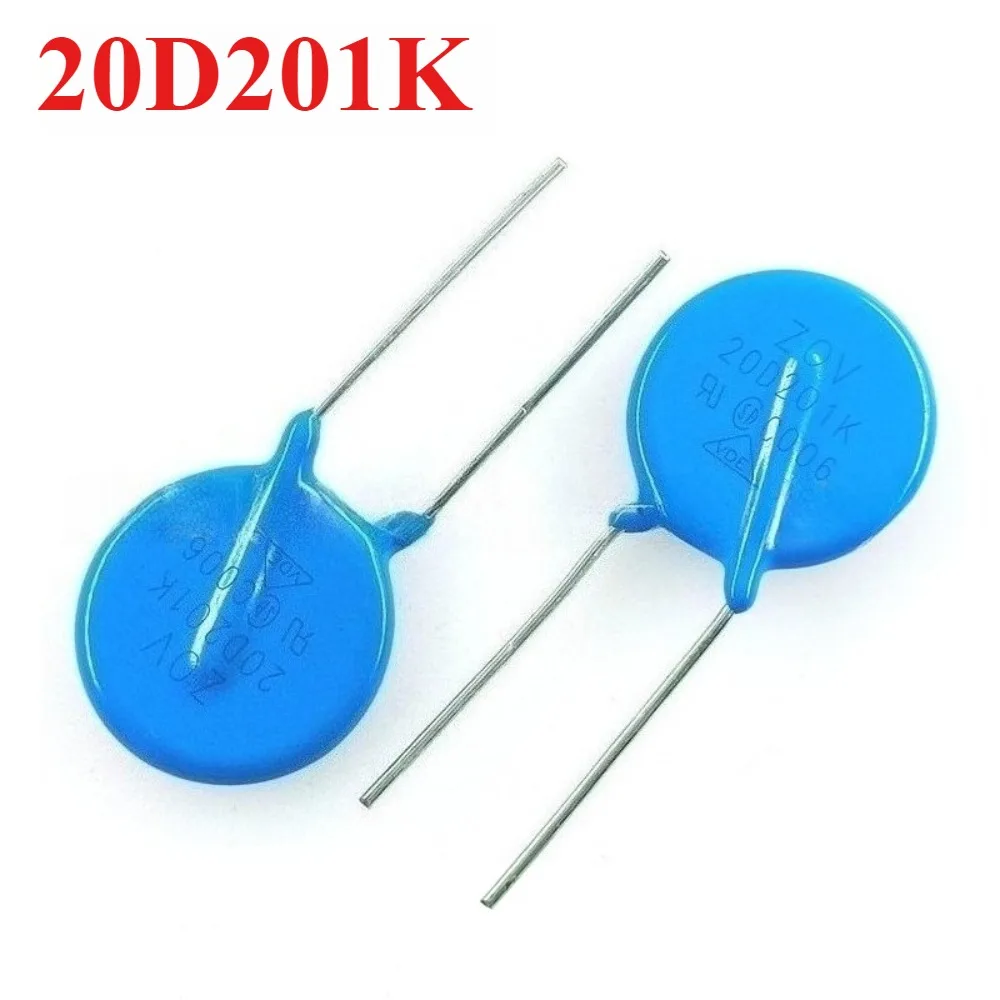 Varistor 20D201K 20Pcs 20mm 200V Surge Absorption Resistor Overvoltage Protection For Power Supply AC Circuit Lightning Protecti