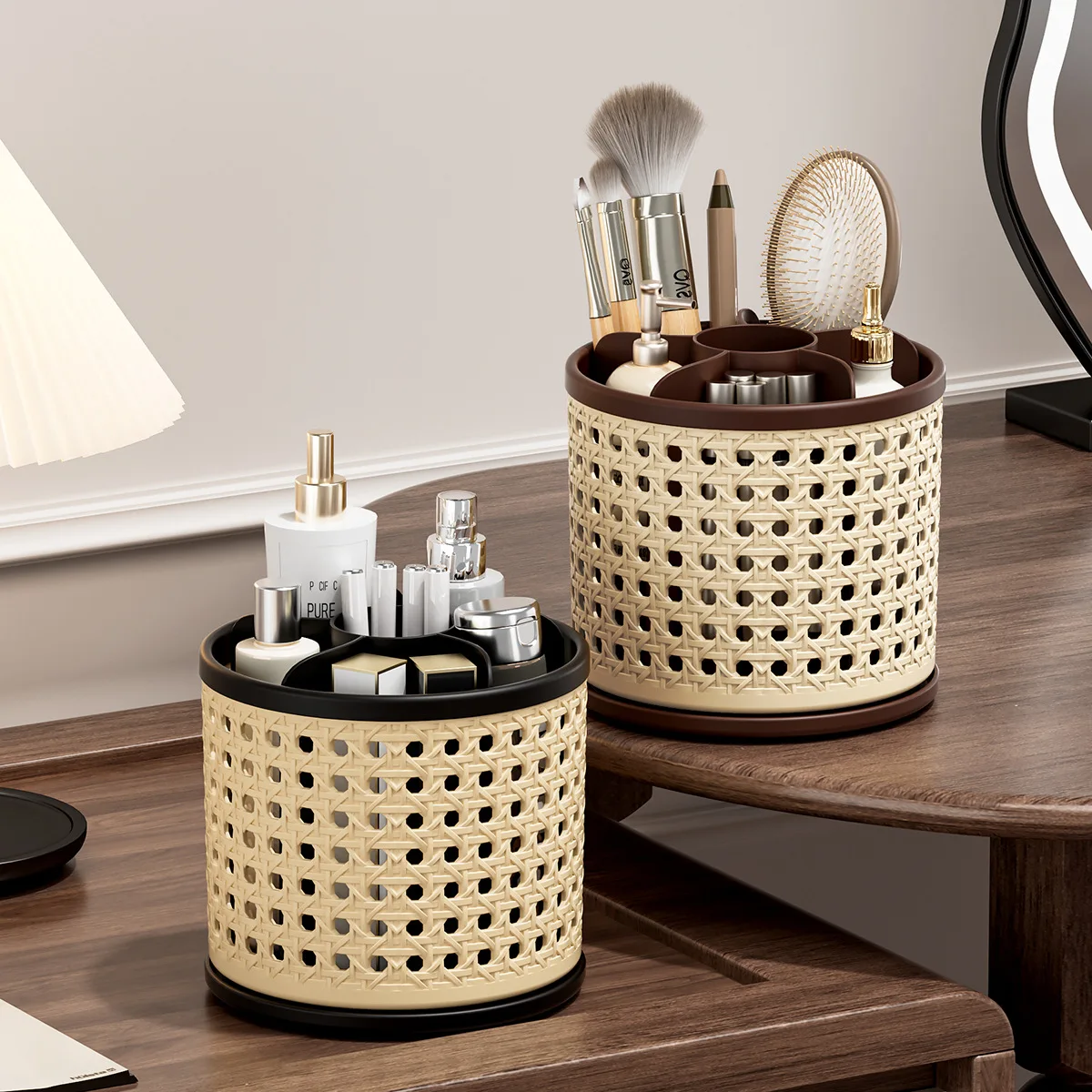 1Pcs Rotating Pen Container Multifunctional Desktop Organizer ‌Makeup Brush Holder for Stationery Storage Box Office Supplies
