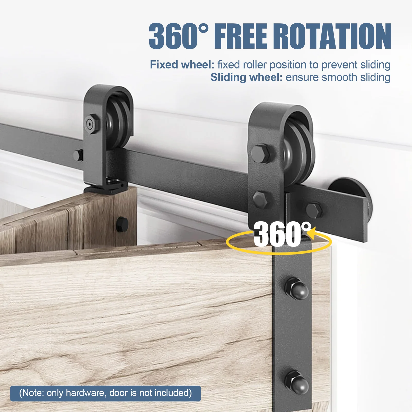 Kit hardware per porta bifold, set hardware da 34 pollici a forma di J in acciaio al carbonio, senza intoppi e silenzioso, rullo nero per la casa, il soggiorno